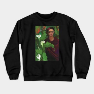 Frida with Calla Lilies and Birds of Paradise Crewneck Sweatshirt